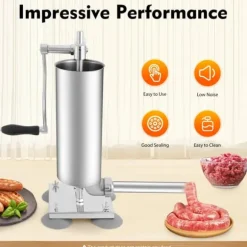 Korvstoppare, manuell modell, 6 korvhorn (rostfritt stål & plast), låg ljudnivå för hemlagad korv