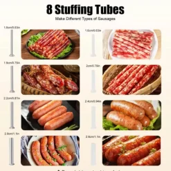 Korvstoppare, manuell modell, 6 korvhorn (rostfritt stål & plast), låg ljudnivå för hemlagad korv