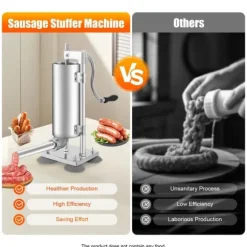 Korvstoppare, manuell modell, 6 korvhorn (rostfritt stål & plast), låg ljudnivå för hemlagad korv