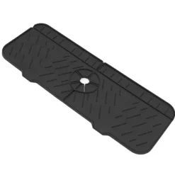 Kran Absorberande matta Tvättbar Återanvändbar Silikon Diskbänk Bänkskiva Vattenfångare för kök Badrum RV Svart