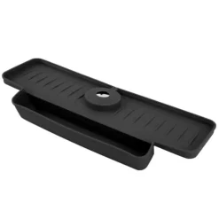 Kran Stänkskyddande Avrinningsställ Silikon Hopfällbart Kranhandtag Droppfångare Avrinningshylla Kök Svart