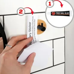 Krokhängare självhäftande trämetall svart 5x3,5 cm 4 st.