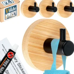 Krokhängare självhäftande trämetall svart 5x3,5 cm 4 st.