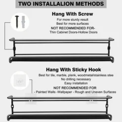 Kryddhylla - Hållbar - Metall - Svart - 4 delar - Hängande installation