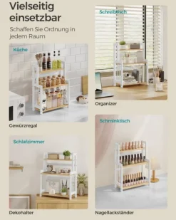 Kryddhylla med 3 nivåer för bänkskiva i naturell ekfärg