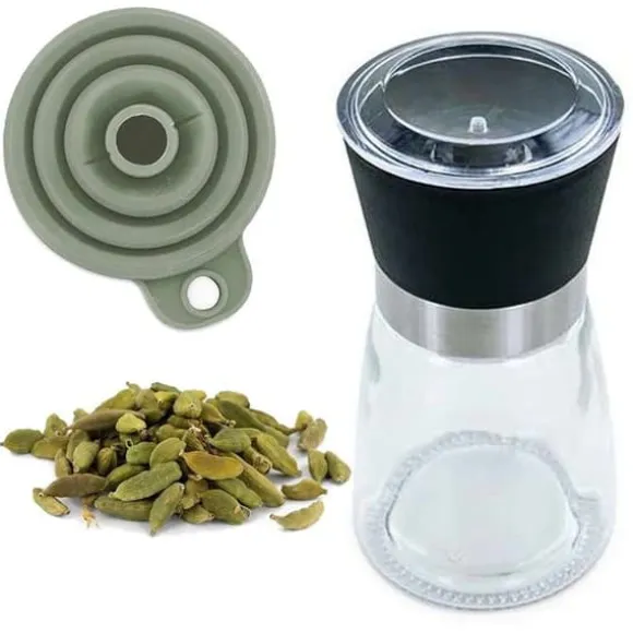Kryddkvarn, tratt och ekologisk grön kardemumma