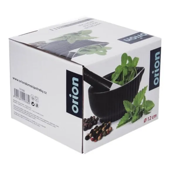 Kryddmortel i svart porslin