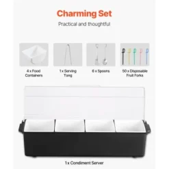 Kryddserver, 4-facks kyld garneringsbricka, 503x165x117 mm, Förvaring