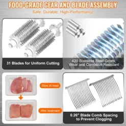 Köttmörare, Tungt Rostfritt Stål, Snabb Manuell Drift