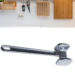 Köttmörningsmaskin i aluminiumlegering, rund, silver, ergonomisk köttklubba för köksbiff