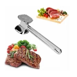 Köttmörningsmaskin i aluminiumlegering, rund, silver, ergonomisk köttklubba för köksbiff
