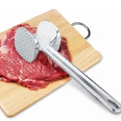 Köttmörningsmaskin i aluminiumlegering, rund, silver, ergonomisk köttklubba för köksbiff