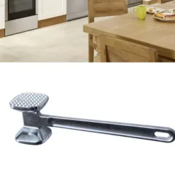 Köttmörningsmaskin i aluminiumlegering, rund, silver, ergonomisk köttklubba för köksbiff