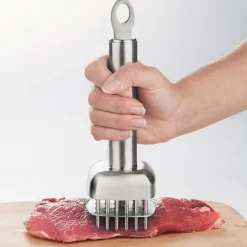 Köttmörningsmedel i rostfritt stål med fyrkantiga och runda nålar Model 1