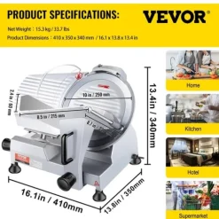 Köttskärare, 10" kolstålblad, justerbar tjocklek,240W