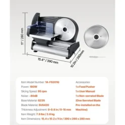 Köttskärare 180W, 7,5-tums Elektrisk Deli Mat Skivare, För Kött, Bröd, Ost