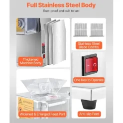 Köttskärmaskin, 33x22x43.6 cm, rostfritt stål, elektrisk matskärare