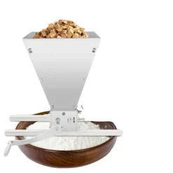 Kvarn, 4L kapacitet, justerbara valsar, manuell och borrdriven, silverfinish, hållbart material