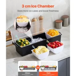 Kyld Kryddserver 4 Fack, Serveringsbricka, Kall Servering, Genomskinligt Lock