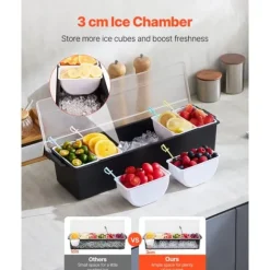 Kyld Kryddserver 6 Fack, Serveringsbricka med Genomskinligt Lock, Kall Matlagring och Presentation