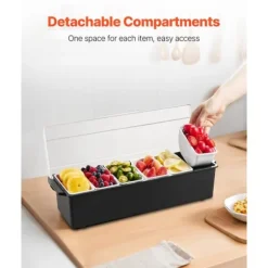 Kyld Kryddserver 6 Fack, Serveringsbricka med Genomskinligt Lock, Kall Matlagring och Presentation