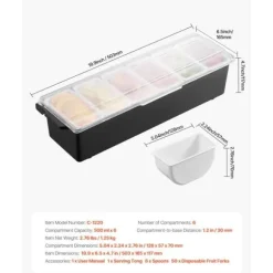 Kyld Kryddserver 6 Fack, Serveringsbricka med Genomskinligt Lock, Kall Matlagring och Presentation