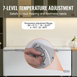 Kystfrys 19,8 ku.ft / 561 L stor djupfrys med 4 avtagbara korgar, energieffektiv, tyst drift