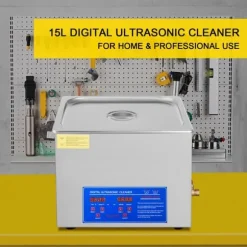 15L 60A Ultraschallsrengörare med värme 360W i rostfritt stål för glasögon, smycken, tandproteser, mynt osv. (15L)