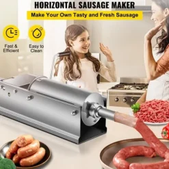 3L Chorizo-vullare av rostfritt stål, horisontell, manuell korvfyllare, Chorizo-hotdogs, grillkorv, lämplig för både hushåll och kommersiell