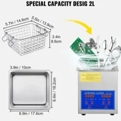 2L digital ultraljudsrengörare, 40 kHz djuprengöring, justerbar tid/temperatur, lämplig för hemmabruk och professionell användning