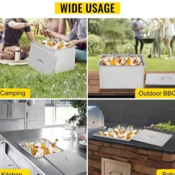 33L Drop-in islåda vinkylare i rostfritt stål med dräneringsventil och bekvämt lock, genomtänkta detaljer, bred användning