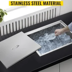 33L Drop-in islåda vinkylare i rostfritt stål med dräneringsventil och bekvämt lock, genomtänkta detaljer, bred användning