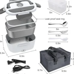 1,5L elektrisk matlåda i rostfritt stål 12/24V/110/220V - för bilar, lastbilar och kontor, med 80W snabb uppvärmning