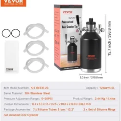 Öl Growler Tappsystem, 21x21x40 cm, Rostfritt Stål