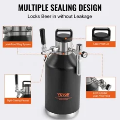 Öl Growler Tappsystem, 21x21x40 cm, Rostfritt Stål