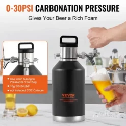 Öl Growler Tappsystem, 21x21x40 cm, Rostfritt Stål