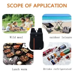 22L isolerad kylryggsäck, picknickväska Bärbar isolerad kylväska, färg: svart