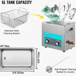 6,5L 40KHz ultraljudsrengörare med värmare, djuprengöring, justerbar temperatur och tid, lämplig för kommersiellt och hushållsbruk