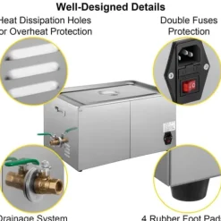 15L 40kHz 360W digital ultraljudsrengörare, djuprengöring, justerbar tid/temperatur, humaniserad design, bred applikation