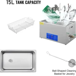 15L 40kHz 360W digital ultraljudsrengörare, djuprengöring, justerbar tid/temperatur, humaniserad design, bred applikation