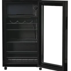 76L Mini-Kylskåp, 6L frys + 70L kyl, LED-ljus, För 51 burkar, Tyst drift, Kompressor, Justerbara hyllor