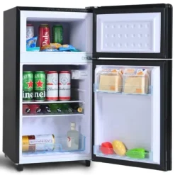 72L Mini-Kylskåp, Svart glastdörr, 39dB, 7-stegs temperatur, LED-ljus, R600 Kylmedel, Direktkylning, För hem, kontor