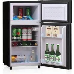 72L Mini-Kylskåp, Svart glastdörr, 39dB, 7-stegs temperatur, LED-ljus, R600 Kylmedel, Direktkylning, För hem, kontor