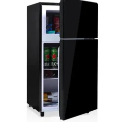 72L Mini-Kylskåp, Svart glastdörr, 39dB, 7-stegs temperatur, LED-ljus, R600 Kylmedel, Direktkylning, För hem, kontor