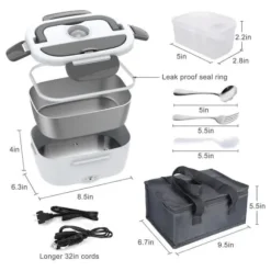1.5L Rostfri Elektrisk Matlåda 12/24v / 110/220v Bil Lastbil Kontor 80W，grön