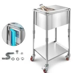 28L Rullande Kylbox, Utomhus Stående Islåda på Hjul, Utfällbara Handtag, Perfekt för Camping och Picknick