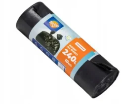 240L SOPPSÄCKAR, 10 ST, SVART, STARK, FÖRSTÄRKAD, POLSK PRODUKT