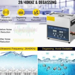 6L Ultraljudsrengöring Dubbelfrekvens med värmare för smycken, glasögon, proteser och kretskort 28/40KHz