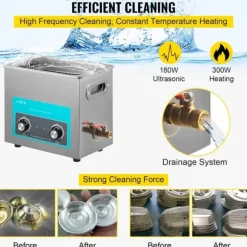 6,5L Ultraljudsrengöring för smycken, glasögon, tandproteser och musikinstrument med värmetimer och knoppkontroll.