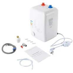 8L Varmvattenberedare - Elektrisk - 1500 W - 220–240 V - 30–65°C - Snabb uppvärmning 15 min - IPX4 - Vägg/golv/under diskbänk - Vit